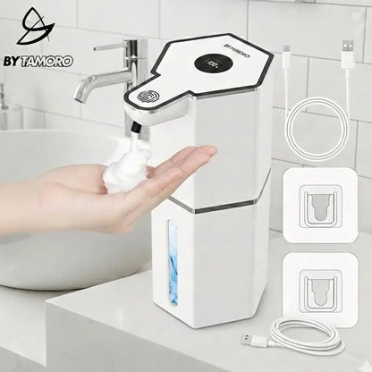 Automatic Foaming Soap Dispenser, USB Rechargeable, 4 Levels, Waterproof, Wall-Mount, 12oz