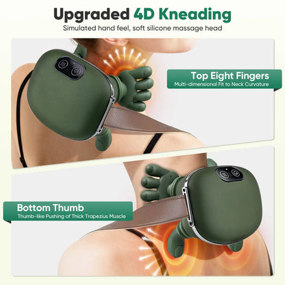 Electric 3D Kneading Neck & Shoulder Massager, Heat, Wireless, Portable, Deep Tissue Pain Relief (2026 Upgrade)