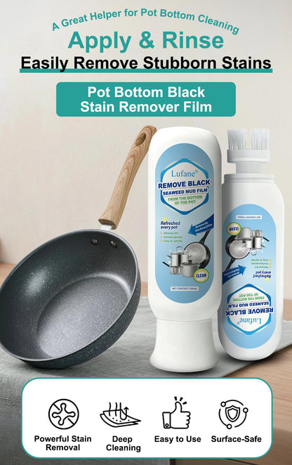 Pot Bottom Black Stain Remover Seaweed Mud Mask Stain Remover Stainless Steel Stain Remover Kitchen Heavy Grease Remover Powerful Grease and Grime Cleaner Blackened Residue Remover