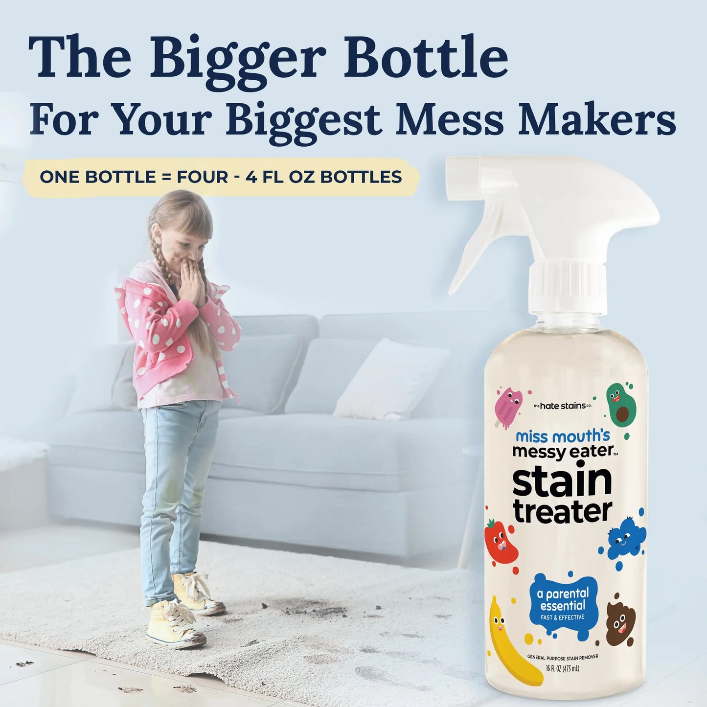 Miss Mouth's Messy Eater Stain Treater - 16oz - Newborn & Baby Essentials - No Dry Cleaning Food, Grease, Coffee Off Laundry, Underwear, Fabric
