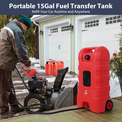 GARVEE 15 Gal Portable Fuel Caddy w/ Pump & 10ft Hose ⛽
