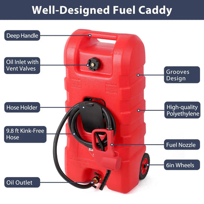 GARVEE 15 Gal Portable Fuel Caddy w/ Pump & 10ft Hose ⛽